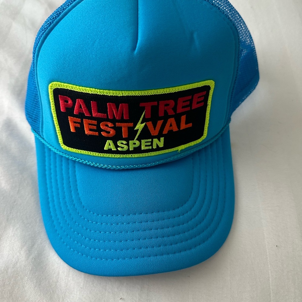 Blue Palm Tree Festival Trucker Hat